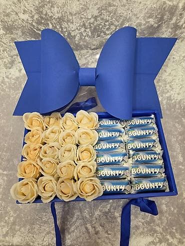 Fiqurlar: Hədiyyə qutusu – gül və şokolad kompozisiyası - Qutu: bərk kartondan — 1