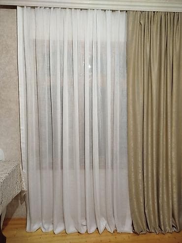 İkiqat pərdə dəsti - Tərkib: 1 ədəd şəffaf tull (ağ rəngdə) + 1 ədəd — 4