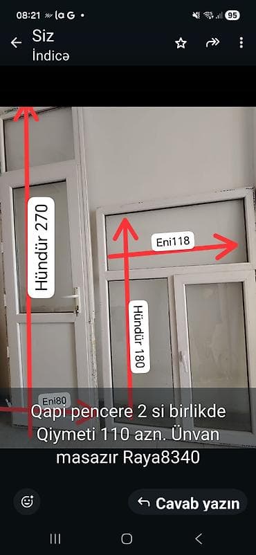 panel aboylar: Plastik qapı və pəncərə dəsti - 2 ədəd birlikdə - Material: ağ PVC — 1