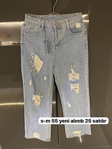 trapes şalvar: Mavi rəngli qadın cins şalvar - Ölçü: S–M (etiketli) - Model — 1