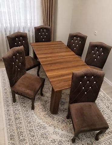 Yemək otağı üçün stol-stul dəsti - Komplekt: 1 ədəd düzbucaqlı masa +