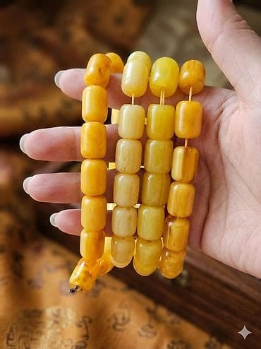 kehraba tesbeh: Bal rəngli kəhrəba təsbeh dəsti - Material: kəhrəba effekti olan — 2