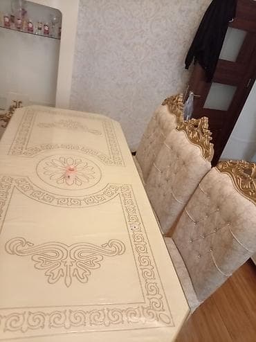 alt stolu: Qonaq otağı üçün, Açılmayan, Dördbucaq masa, 6 stul — 4