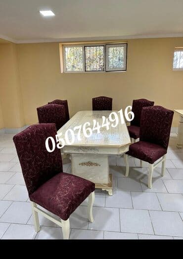 ders masaları: Qonaq otağı üçün, Yeni, Açılmayan, Dördbucaq masa, 6 stul — 7