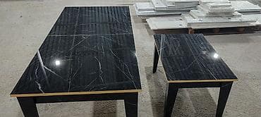 reception masa: Mətbəx və qonaq otağı üçün mərmər naxışlı masa dəsti - Dizayn: Parlaq — 5