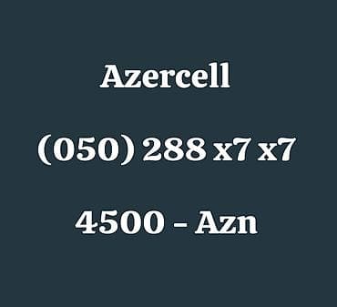 Azercell, təmiz nömrə. 050 288x7x7--4500 Azn