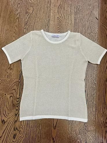 MIMISOL brendi qısaqol trikotaj bluzka - Rəng: krem/şampan