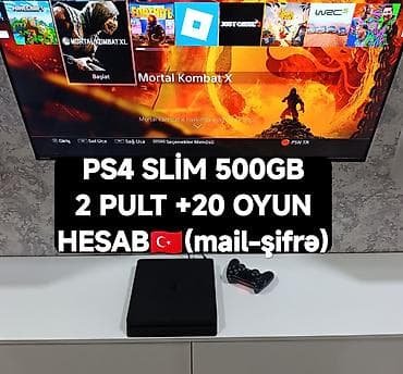joystic: PS4 slim 500gb zavod plombu üzərində, 2 pult +10 oyun (akaunt və — 1