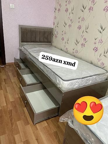 Yeni, Təknəfərlik çarpayı, Bazasız, Matras ilə, Siyirməli