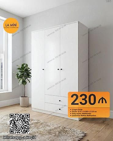 hamam mebel: 3 qapılı, Siyirməli, Ağ, Açılan, Düz dolab — 1