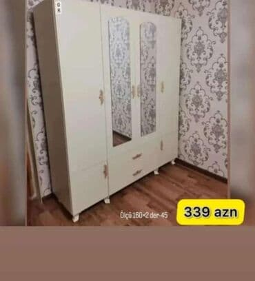 4 qapili dolab: Yeni, Açılan, 4 qapılı Düz dolab, Qarderob, paltar dolabı, Azərbaycan — 23