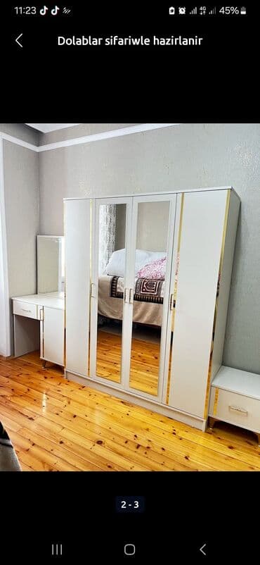 4 qapili dolab: Yeni, Açılan, 6 qapı Düz dolab, Qarderob, paltar dolabı, Azərbaycan — 7
