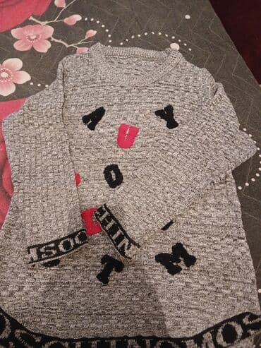 Коляски: Uşaq üçün isti trikotaj kofta/sviter. - Rəng: boz melanj - Material — 1