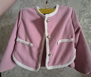 ust geyimi: Uşaq üçün zərif qız jaketi - Rəng: Pudra/çəhrayı - Model: Qısa, açıq — 2