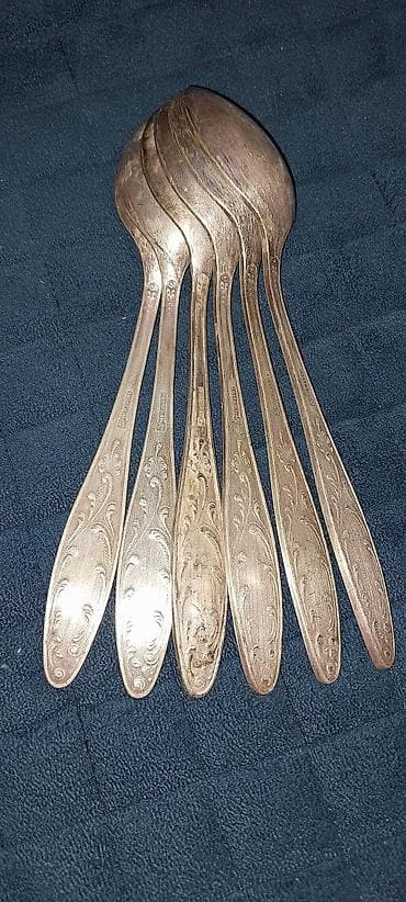 lala.fo posuda: 6 ədəd desser qaşığı dəsti - Material: metal, üzərində bəzəkli — 2