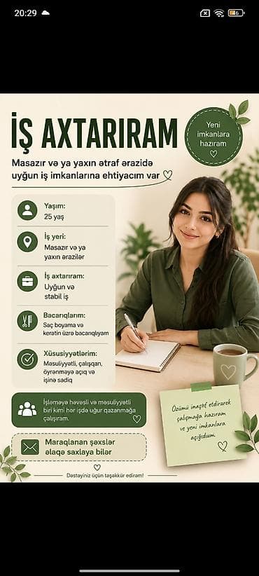 radyatör ustası: İş axtarıram – Masazır və yaxın ərazilər - Yaş: 25 - İş yeri: Masazır — 1