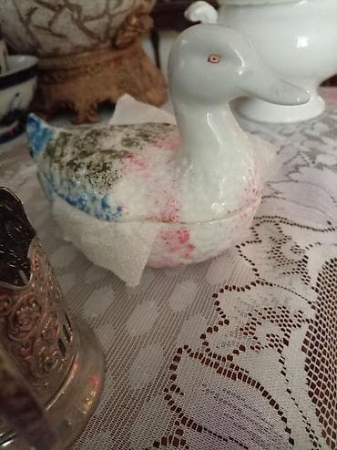 konfet qabl: Porselen ördək formalı şirniyyat/qab - Material: parlaq ağ porselen - — 2