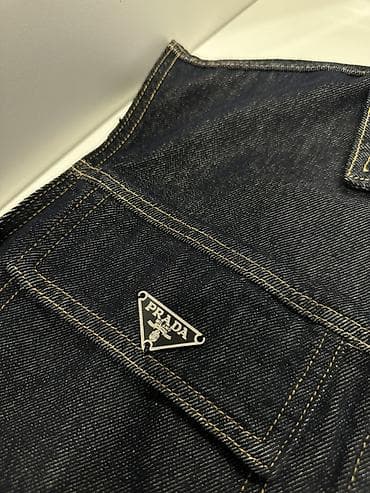 jılet: Prada denim dəst – jilet və ətək - Material: qalın tünd indiqo denim — 4