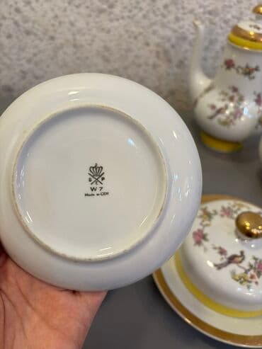 zerif cay: Çay dəsti, rəng - Sarı, Farfor, 6 nəfərlik, Almaniya — 3