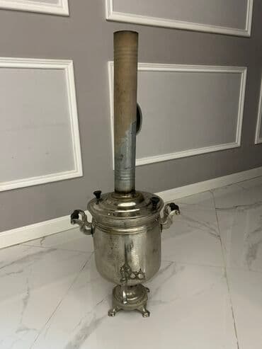 samovar satiram: Klassik metal samovar – kömür/odunla işləyən model. Xüsusiyyətlər: - — 3