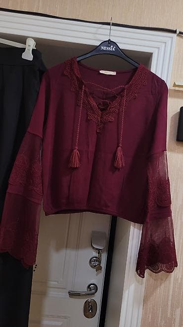 qaqa desti: Qadın geyim dəsti - Brend bluz: Kakao Suit - Rənglər: bordo bluz — 2