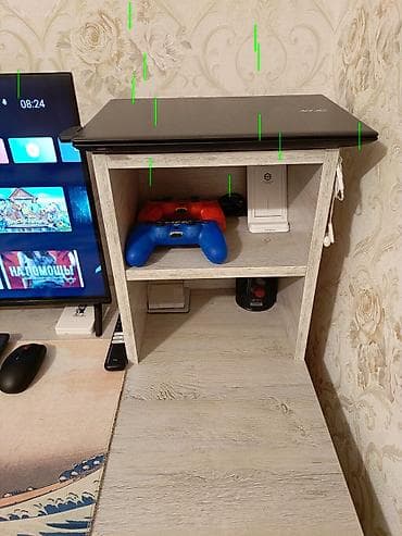 стеклянный стол офисный: Прямой стол, С полками, С выдвижными ящиками, Азербайджан, Ламинат гладкий — 3