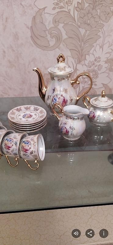 Çay dəsti, rəng - Ağ, Farfor
