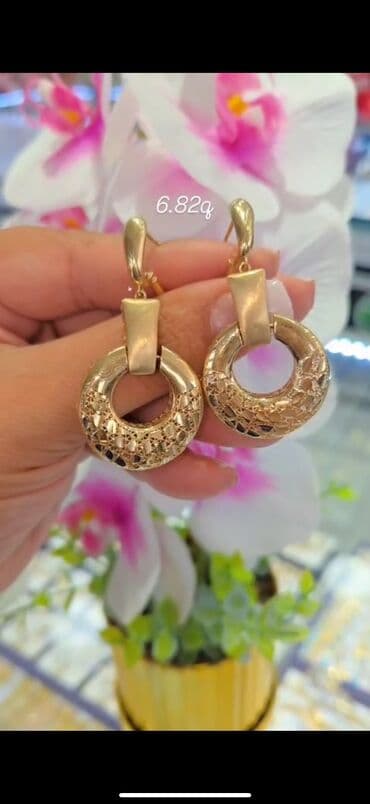 qas sirqalar: Sırğa, Sarı qızıl, 585 Əyar, 123 g, Ödənişli çatdırılma, Ünvandan götürmə — 12