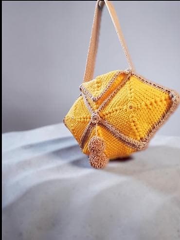 Çantalar: Əl işı toxunma çanta - Model: kvadrat motivli, bükmə konstruksiyalı — 1