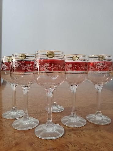 bagima qablar: Qədəhlər, rəng - Qırmızı, Şüşə, 6 ədədli dəst, Çexiya — 1