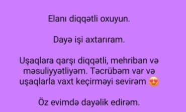 İnformatika: Xidmət: Uşaqlar üçün dayəlik - Təcrübəli, diqqətli və mehriban dayə — 1