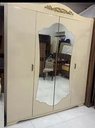 isiq generator: İşlənmiş, 4 qapılı, Güzgülü, Bej, Taxta, Açılan, Düz dolab — 1