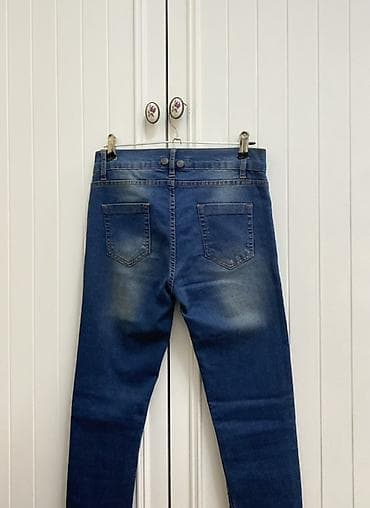 Cinslər: Qadınlar üçün mavi denim cins şalvar - Kəsim: dar/skinny siluet, bel — 2