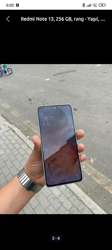 dubay telfonlar: Redmi Note 13, 256 GB, rəng - Yaşıl, Düyməli, Sensor, Barmaq izi — 4
