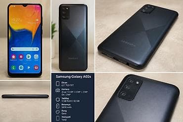 series s: Samsung Galaxy A02 S, 32 GB, rəng - Qara, Face ID — 2