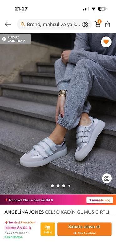 qadin krasofkalari: ANGELINA JONES “Celso” qadın idman ayaqqabısı – gümüşü rəng, cırtlı — 3