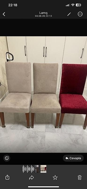 ofis stul: Masa otağı üçün yumşaq oturacaqlı stullar dəsti. - Sayı: 3 ədəd - — 1