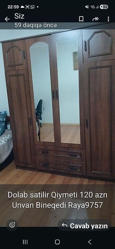 sef qapi: Məhsul: Geniş paltar dolabı Xüsusiyyətlər: - Material: taxta — 1
