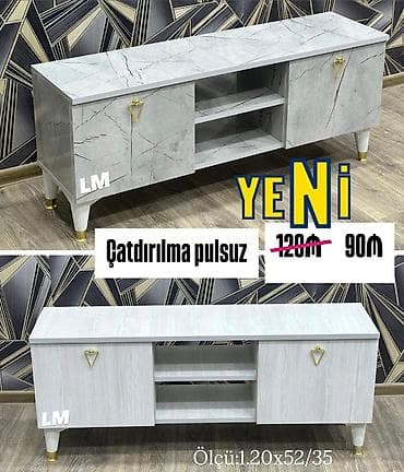 arxa polka: Düz TV altlığı, Polkalı, Laminat — 1