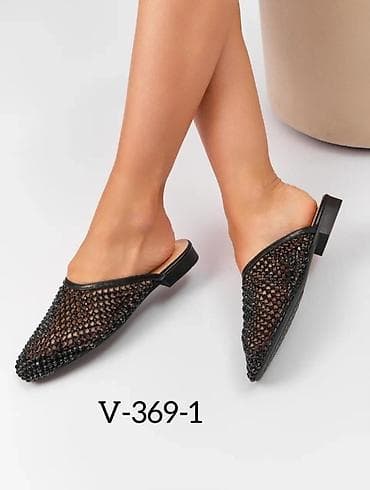 acar sepler: Qadın üçün şıq mul tərzi slaydlar – model V-369-1 - Rəng: qara - Üst — 1