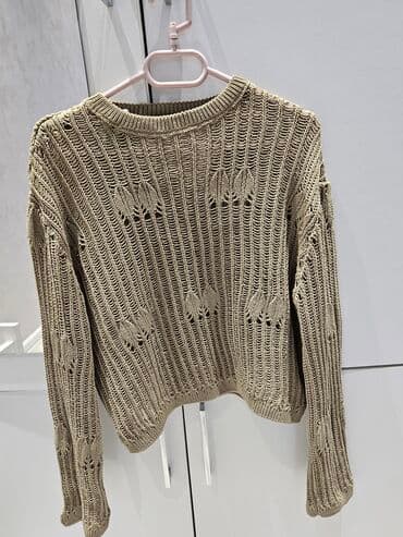 женские длинные свитера: Açıq toxunuşlu qadın sviteri - Rəng: bej/torpaq çaları - Model: geniş — 1