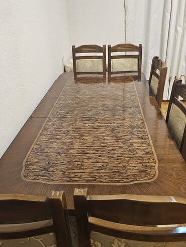 cay evi ucun dican stolar isdenmis: Qonaq otağı üçün, Açılan, Dördbucaq masa, 6 stul — 3