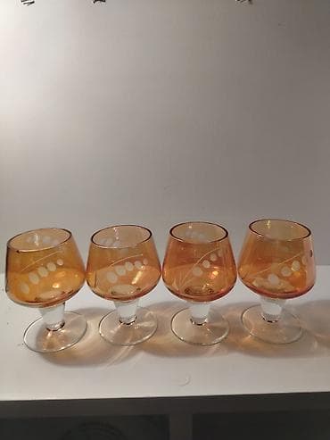 Süfrə qab-qacaqı: Qədəhlər, rəng - Narıncı, Şüşə, 4 ədədli dəst, 200 ml — 2