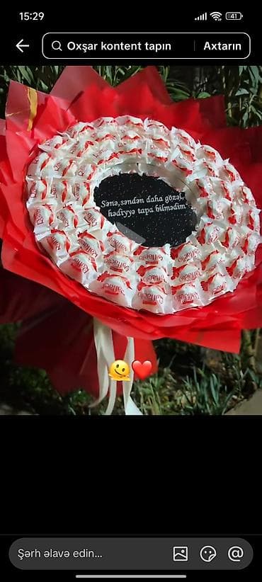 Raffaello şirniyyatlarından hazırlanmış hədiyyə buketləri və qutular