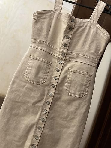 donları: Bej rəngli daş yuma effektli sarafan/kimono tipli don - Model: qalın — 2