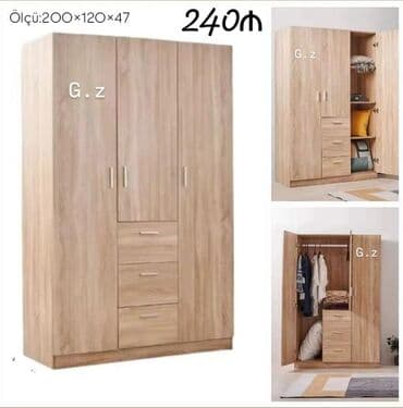 Qida məhsulları: Açılan, 3 qapılı Düz dolab, Qarderob, paltar dolabı — 1