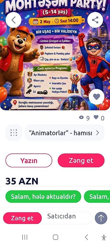 Услуги: Uşaq və ailə tədbirləri üçün əyləncə personajları və şou proqramı - — 7
