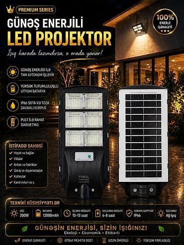 həyət işıqları: Günəş enerjili LED projektor – tam avtonom, enerji qənaətli və güclü — 4