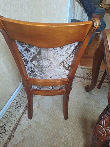 isdolar: Qonaq otağı üçün, İşlənmiş, Açılan, Dördbucaq masa, 6 stul — 10