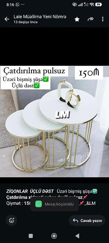 ziqon: _*ZİQONLAR ÜÇLÜ DƏST*_ Üzəri bişmiş şüşə✅ *Çatdırılma xidməti şəhər — 1